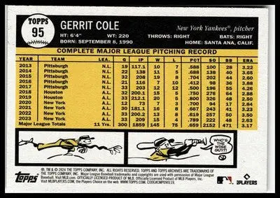 2024 Topps Archives #95 Gerrit Cole - Baseball Card Single