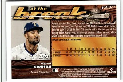2024 Topps Archives Marcus Semien 1995 Topps Traded & Rookies At the Break - Baseball Card Single