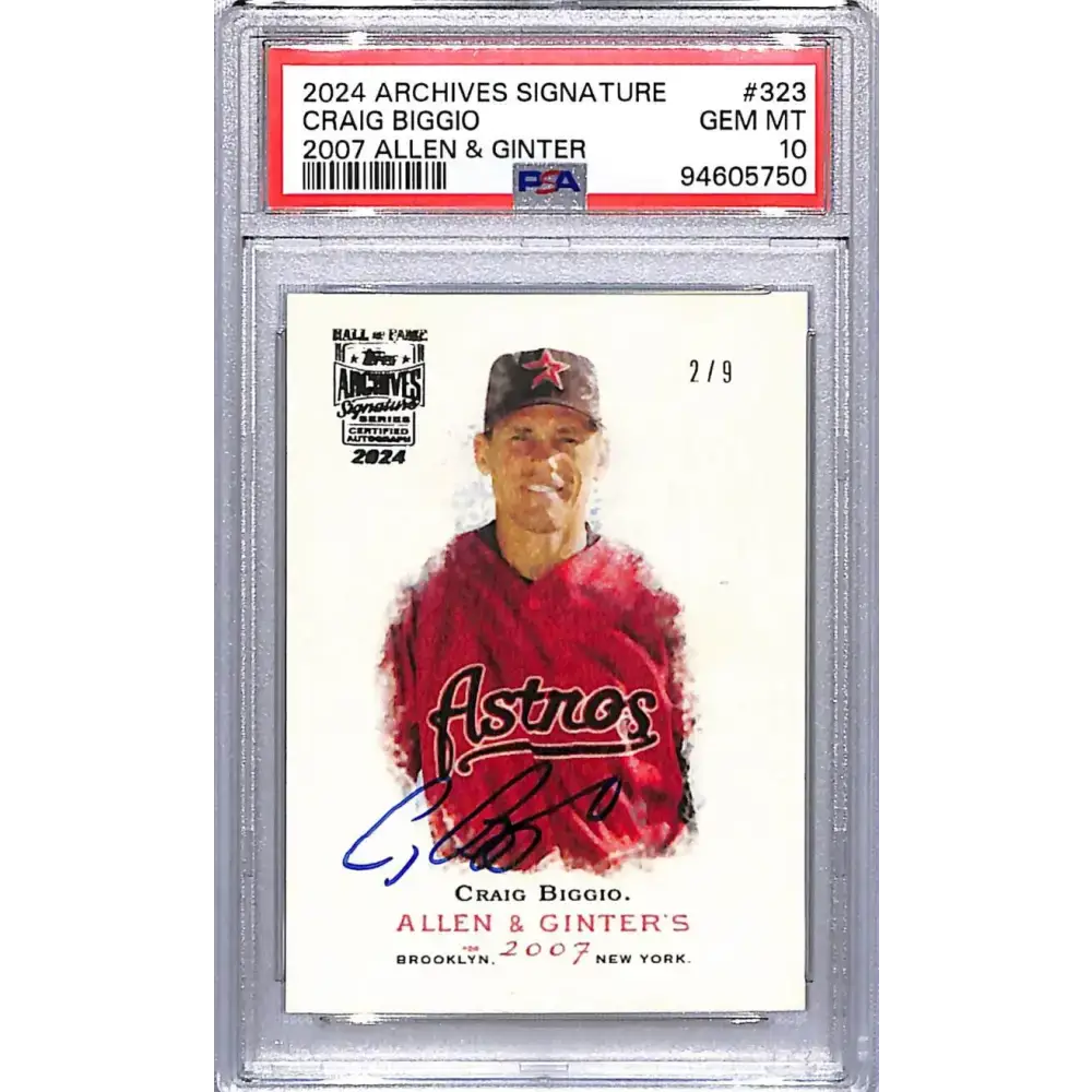 2024 Topps Archives Signature #323 Craig Biggio PSA 10 GEM MINT Auto 2/9 Houston Astros Baseball Card - Baseball Card