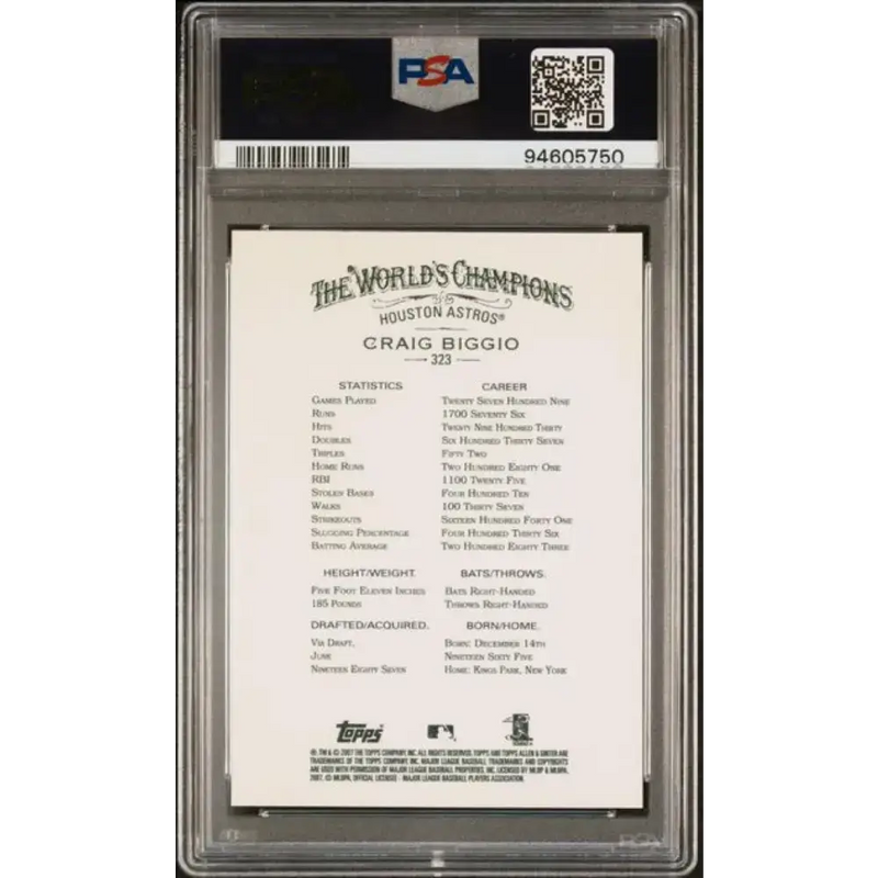 2024 Topps Archives Signature #323 Craig Biggio PSA 10 GEM MINT Auto 2/9 Houston Astros Baseball Card - Baseball Card