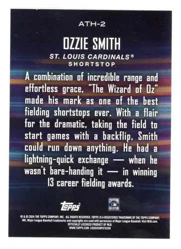 Collectible 2024 Topps Around the Horn Ozzie Smith baseball card with original gloss
