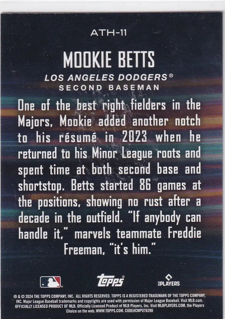 2024 TOPPS #ATH-11 MOOKIE BETTS AROUND THE HORN- LOS ANGELES DODGERS - Baseball Card Single