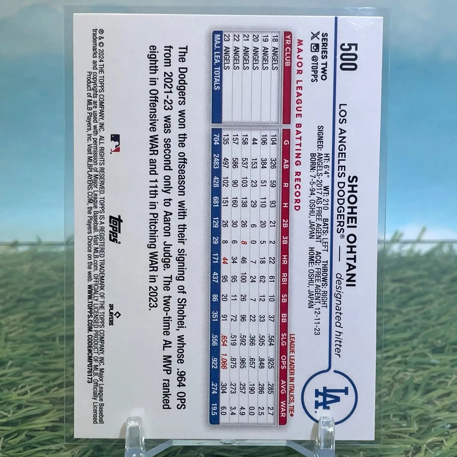 2024 Topps Baseball Shohei Ohtani #500 Los Angeles Dodgers