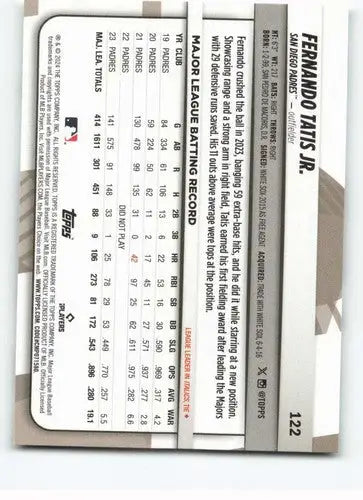 2024 Topps Big League #122 Fernando Tatis Jr. NM-MT Padres - Baseball Card Single
