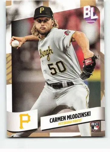 Baseball card of Carmen Mlodzinski from 2024 Topps Big League #156 Pirates rookie