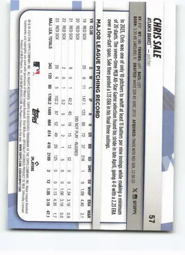 2024 Topps Big League #57 Chris Sale NM-MT Braves ID:78802 - Baseball Card Single