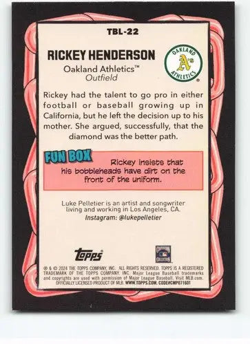 2024 Topps Big League Big Leaguer #TBL-22 Rickey Henderson NM-MT Athlet ID:68828 - Baseball Card Single