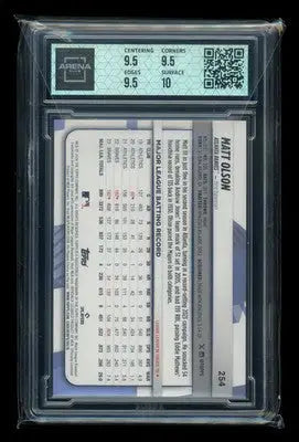 2024 Topps Big League Matt Olson #254 Rare Blue Foil Baseball Arena Club 10 - Baseball Card Single