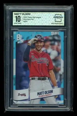 2024 Topps Big League Matt Olson #254 Rare Blue Foil Baseball Arena Club 10 - Baseball Card Single
