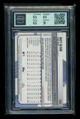 2024 Topps Big League Matt Olson #254 Rare Blue Foil Baseball Arena Club 10 - Baseball Card Single