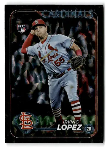 Irving Lopez baseball card with original gloss from 2024 Topps Black Crackle Foil series