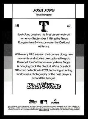 2024 Topps Black & White #10 Josh Jung - Baseball Card Single