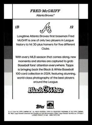 2024 Topps Black & White #12 Fred McGriff