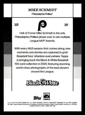 2024 Topps Black & White #30 Mike Schmidt - Baseball Card Single