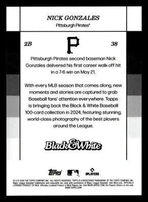 2024 Topps Black & White #38 Nick Gonzales - Baseball Card Single
