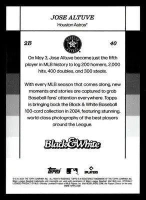 2024 Topps Black & White #40 Jose Altuve - Baseball Card Single