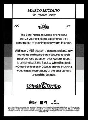 2024 Topps Black & White #47 Marco Luciano - Baseball Card Single