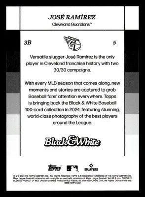 2024 Topps Black & White #5 José Ramírez - Baseball Card Single