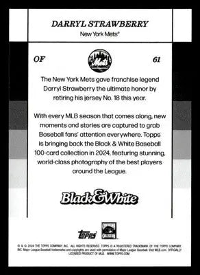 2024 Topps Black & White #61 Darryl Strawberry - Baseball Card Single