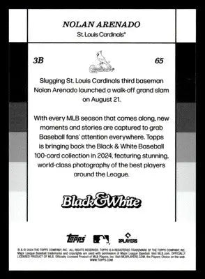 2024 Topps Black & White #65 Nolan Arenado - Baseball Card Single