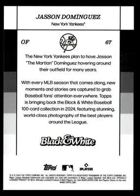 2024 Topps Black & White #67 Jasson Domínguez - Baseball Card Single