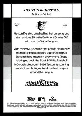 2024 Topps Black & White #86 Heston Kjerstad - Baseball Card Single