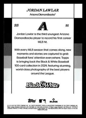 2024 Topps Black & White #91 Jordan Lawlar Blue #/49 - Baseball Card Single
