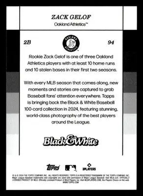 2024 Topps Black & White #94 Zack Gelof - Baseball Card Single