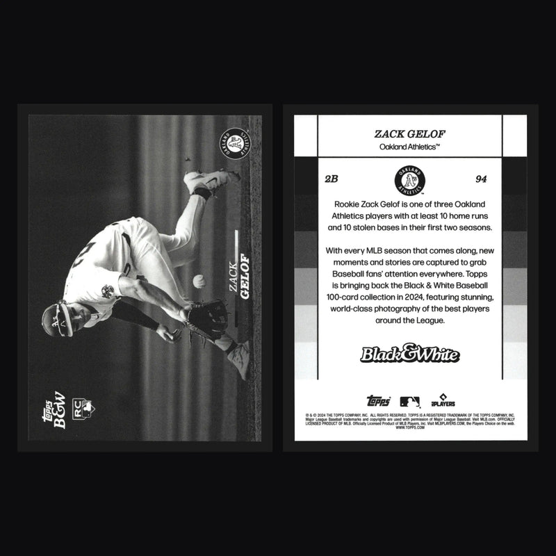 2024 Topps Black & White #94 Zack Gelof Athletics RC - Baseball Card Single