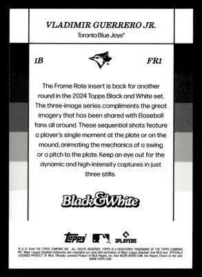 2024 Topps Black & White #FR1 Vladimir Guerrero Jr. Frame Rate - Baseball Card Single