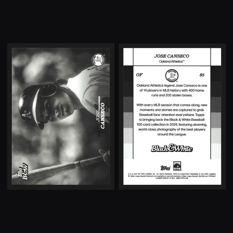 2024 Topps Black & White Jose Canseco #85 Oakland Athletics - Baseball Card Single