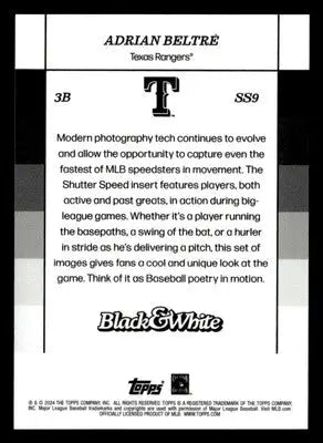 2024 Topps Black & White #SS9 Adrian Beltre Shutter Speed - Baseball Card Single