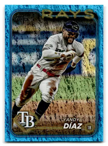 Yandy Díaz baseball card with original gloss from 2024 Topps Blue Holofoil series