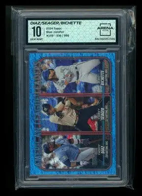 2024 Topps Blue Holofoil Bo Bichette Yandy Diaz Corey Seager #149 936/999 AC 10