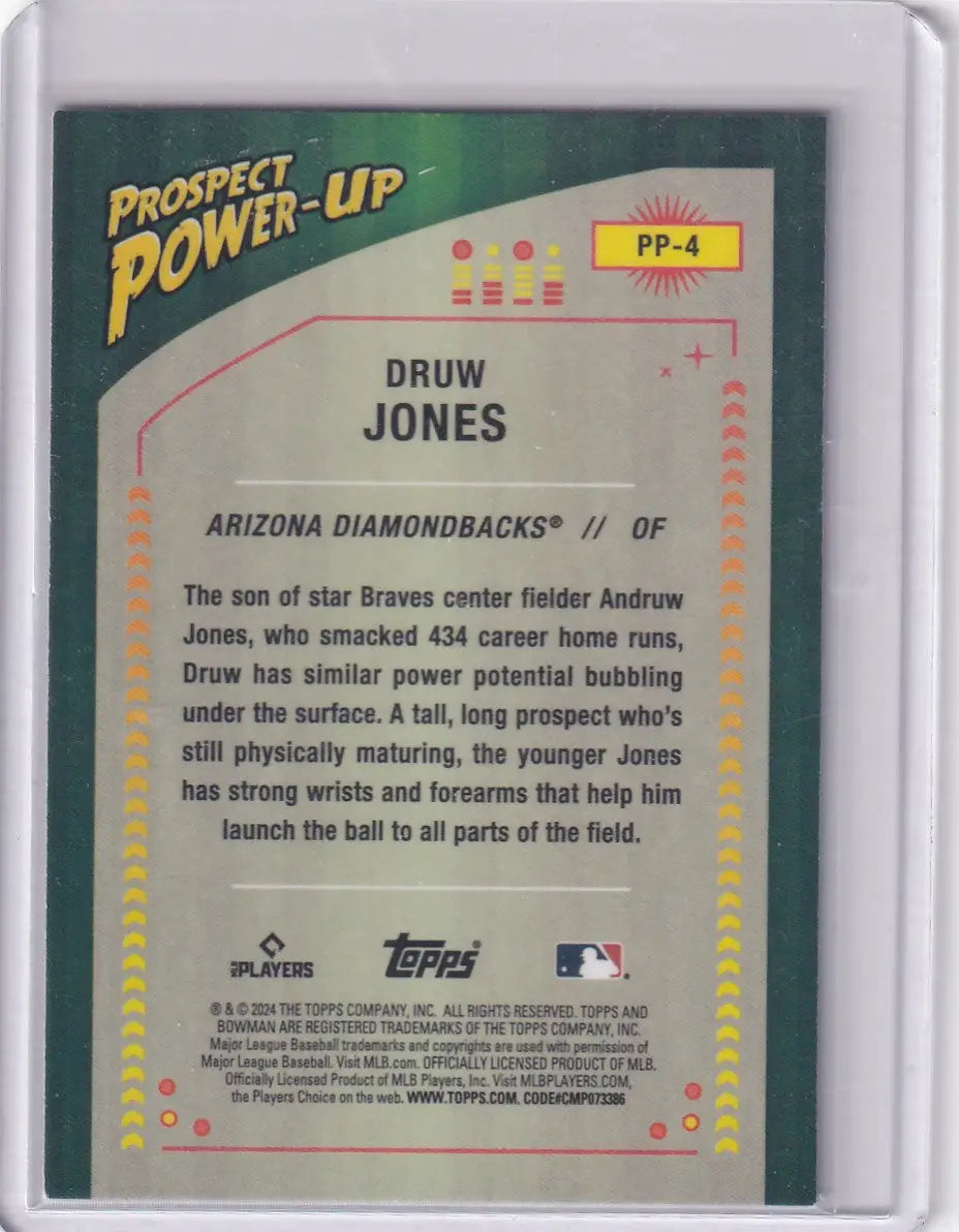 2024 TOPPS BOWMAN CHROME #PP-4 DRUW JONES POWER UP MOJO- ARIZONA DIAMONDBACKS - Baseball Card Single
