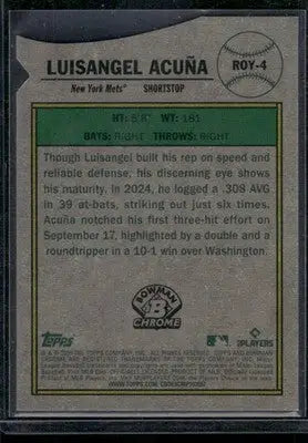 2024 Topps Bowman Chrome Rookie Favorites Luisangel Acuña #ROY-4 091/175 RC - Baseball Card Single