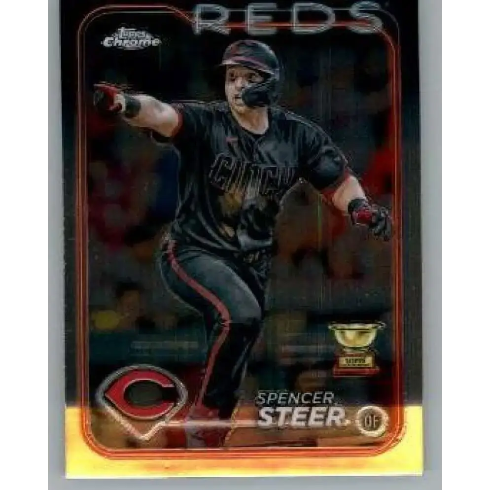 2024 Topps Chrome #104 Spencer Steer NM-MT Cincinnati Reds Baseball Card - Baseball Card Single