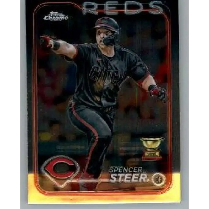 2024 Topps Chrome #104 Spencer Steer NM-MT Cincinnati Reds Baseball Card - Baseball Card Single