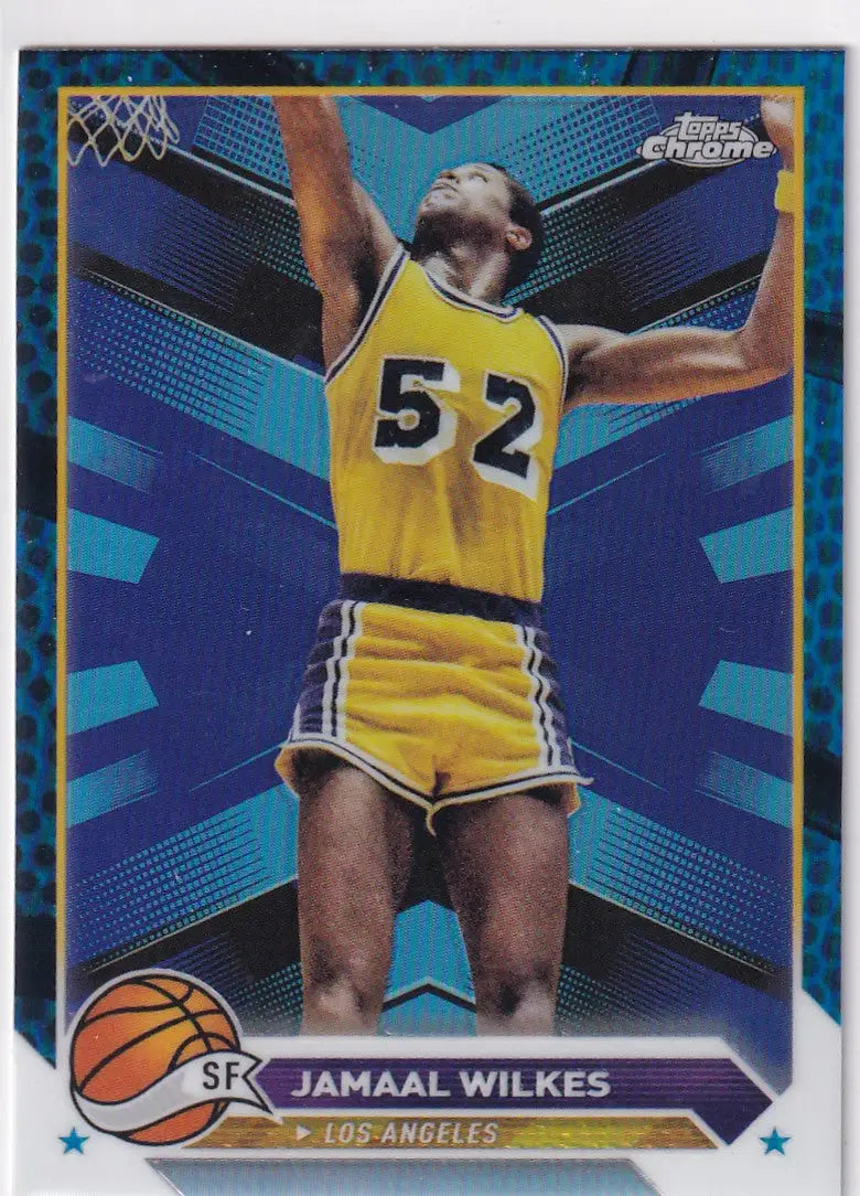 2024 TOPPS CHROME #112 JAMAAL WILKES BLUE HOLO- LOS ANGELES LAKERS - Basketball Card Single