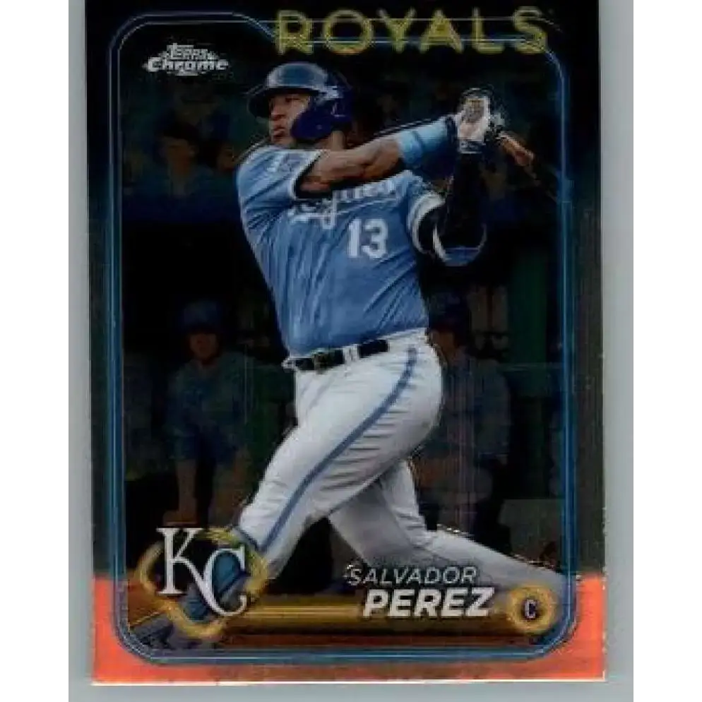 2024 Topps Chrome #117 Salvador Perez NM-MT Kansas City Royals Baseball Card - Baseball Card Single