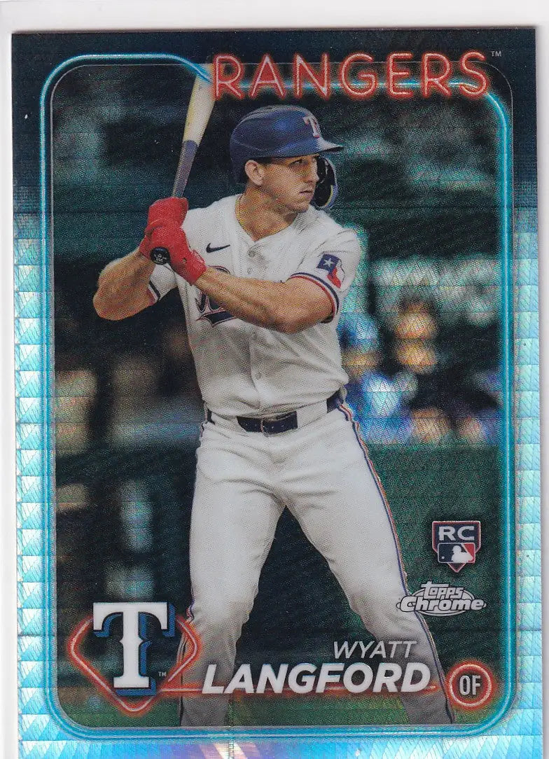 2024 TOPPS CHROME #122 WYATT LANGFORD HYPER- TEXAS RANGERS - Baseball Card Single