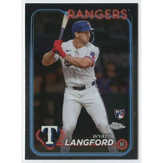 2024 Topps Chrome #122 Wyatt Langford NM-MT RC Rookie Texas Rangers Baseball Card - Baseball Card Single