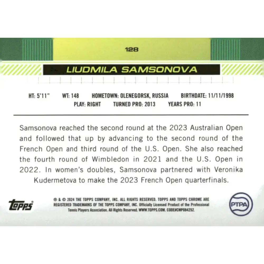 2024 Topps Chrome #128 Liudmila Samsonova EX Excellent Tennis Card - Other