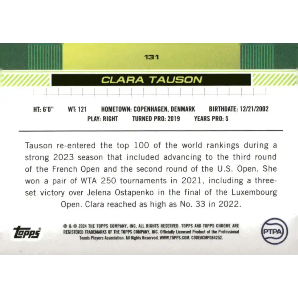 2024 Topps Chrome #131 Clara Tauson EX Excellent Tennis Card - Other