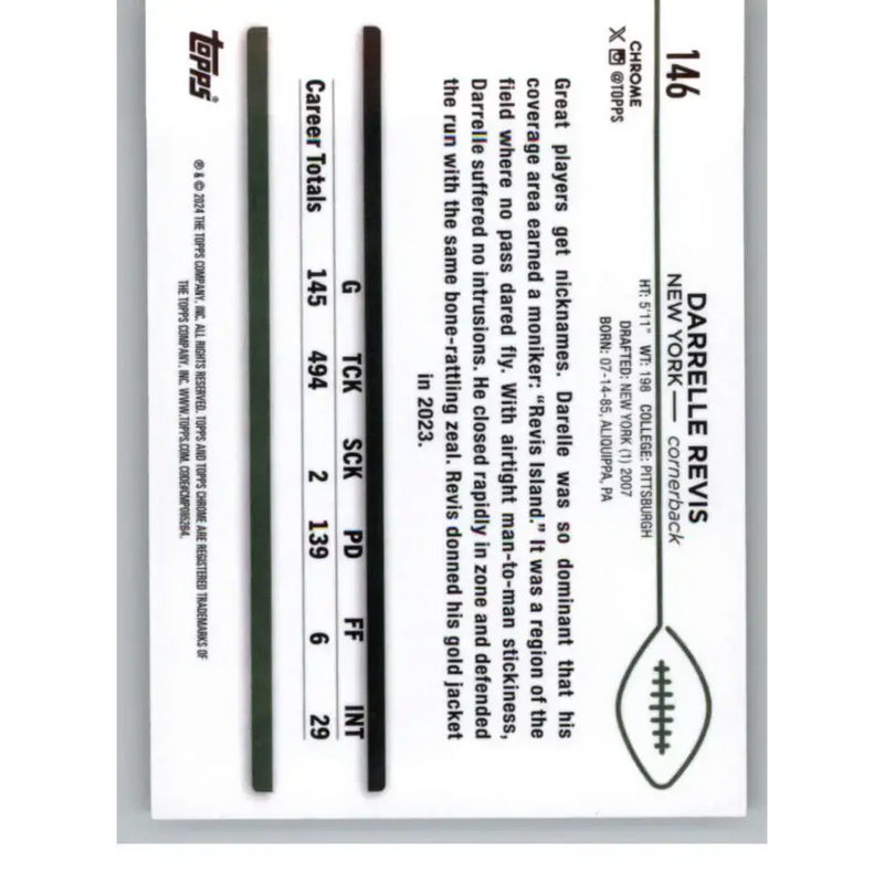 2024 Topps Chrome #146 Darrelle Revis NM-MT New York Jets Football Card - Football Card Single