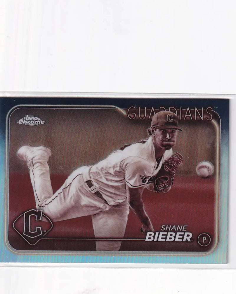 2024 TOPPS CHROME #149 SHANE BIEBER SEPIA- CLEVELAND GUARDIANS - Baseball Card Single