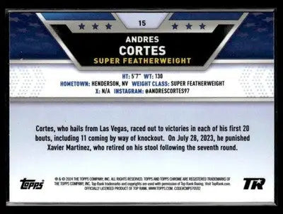 2024 Topps Chrome #15 Andres Cortes Blue Refractor #024/125 - Baseball Card Single