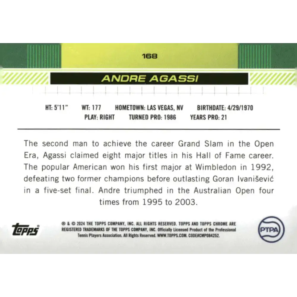 2024 Topps Chrome #168 Andre Agassi EX Excellent Tennis Card - Tennis Card Single