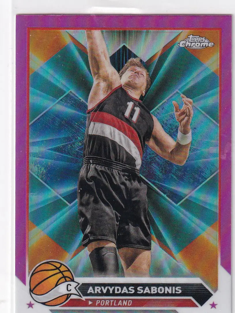 2024 TOPPS CHROME #17 ARVYDAS SABONIS PINK HOLO- PORTLAND TRAIL BLAZZERS - Trading Cards (Singles): Basketball Card