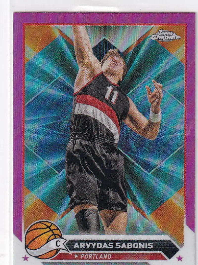 2024 TOPPS CHROME #17 ARVYDAS SABONIS PINK HOLO- PORTLAND TRAIL BLAZZERS - Trading Cards (Singles): Basketball Card